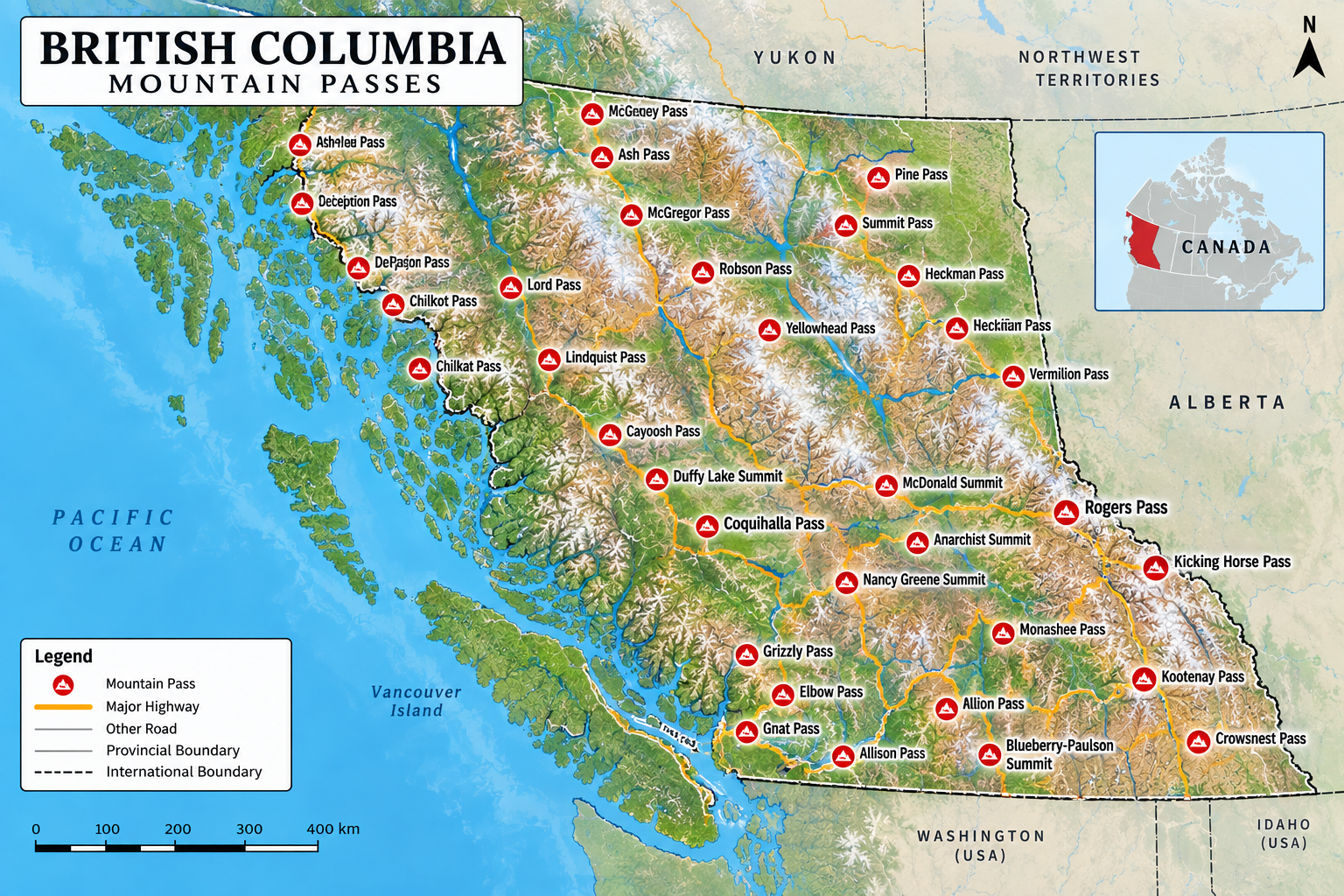 British Columbia (Coast & Rockies) Map